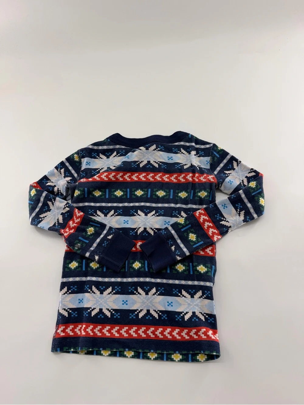 Hanna Andersson Long John Pajama Set Scandi Snowflake Fairisle Navy Blue Holiday